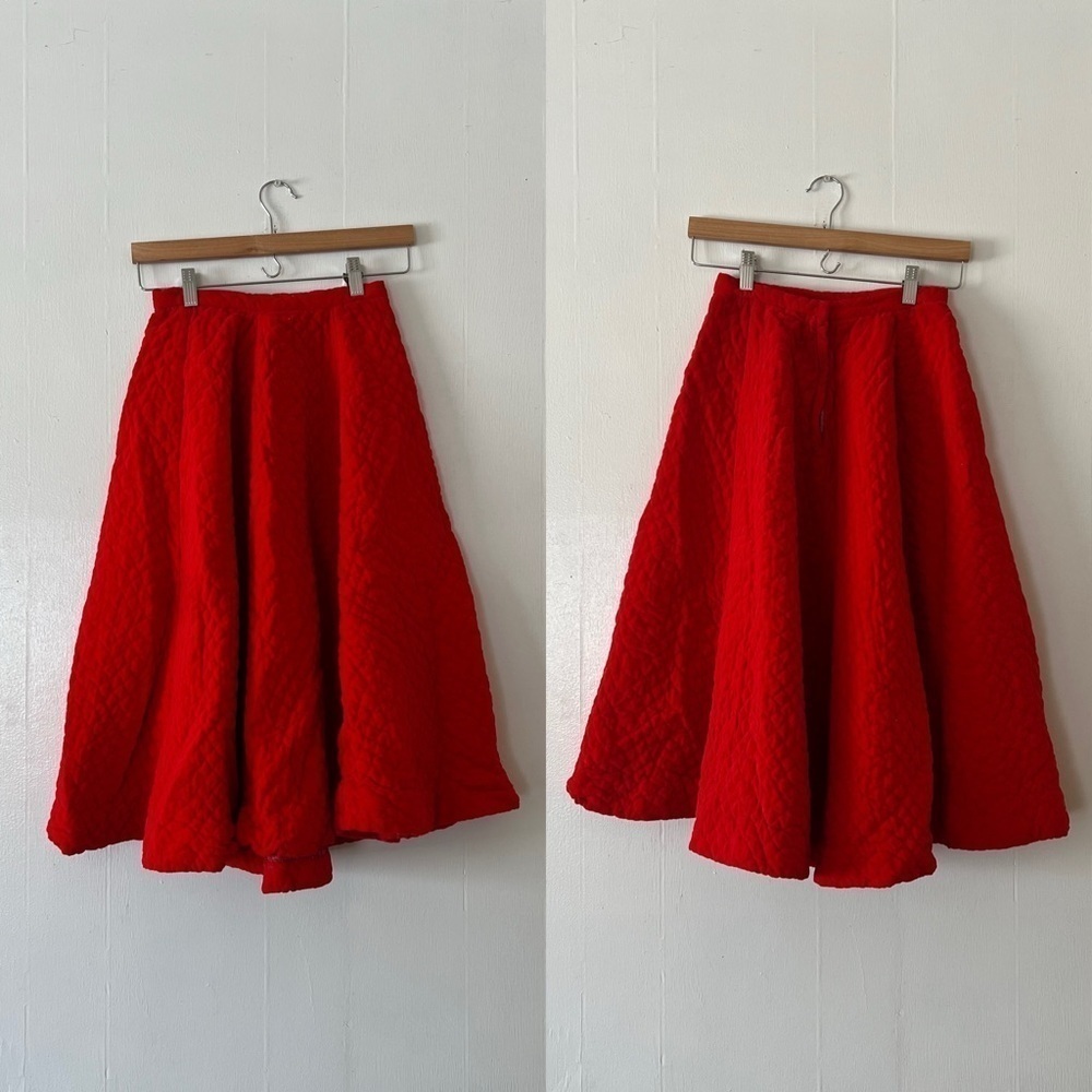 Vintage Robbie of California Cherry Red Quilted Circle Skirt